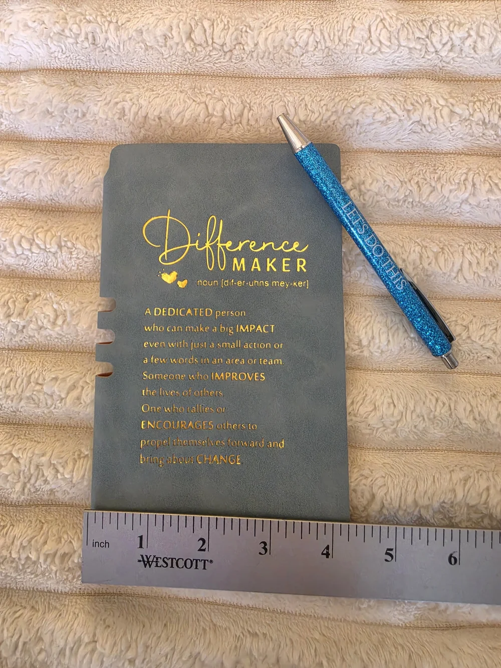 Inspirational Gift Set: Marble Makeup Pouch, Journal & Glitter Pen